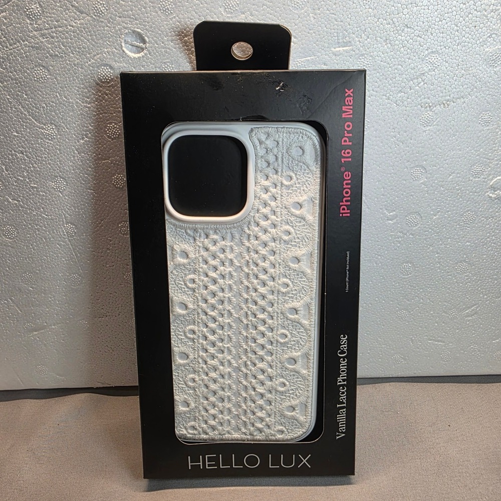 Hello Lux Vanilla Lace Phone Case for iPhone 16 Pro Max White Eyelet